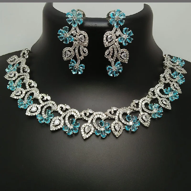 Vibrant enamel necklaces-Manisha Jewellery Silver Plated AD Stone Necklace Set