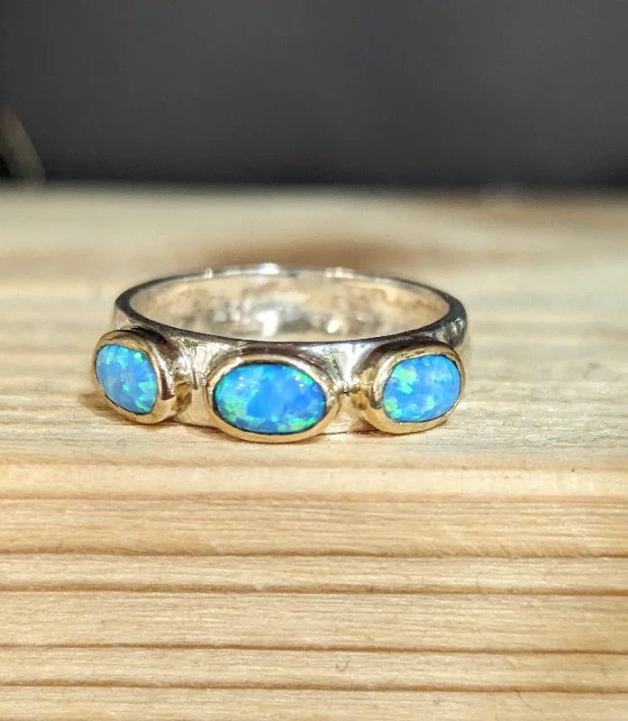 Tide shape rings-Yaron Morhaim 9ct Gold Three Opal Ring