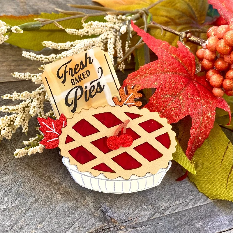 Polished stone brooch-Fresh Baked Cherry Pie Brooch