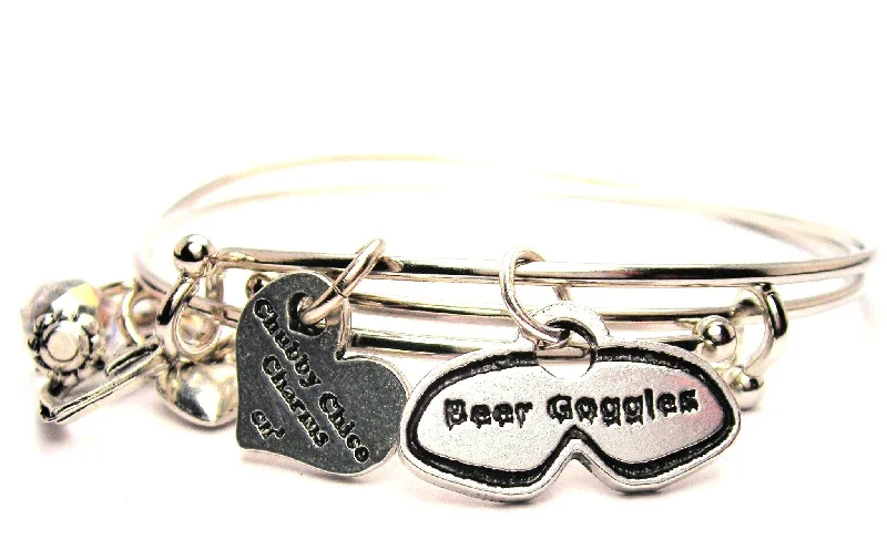 Owl motif bangles-Beer Goggles Expandable Bangle Bracelet Set