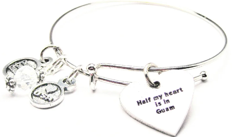 Onyx gem bangles-Half My Heart Is In Guam Bangle Bracelet