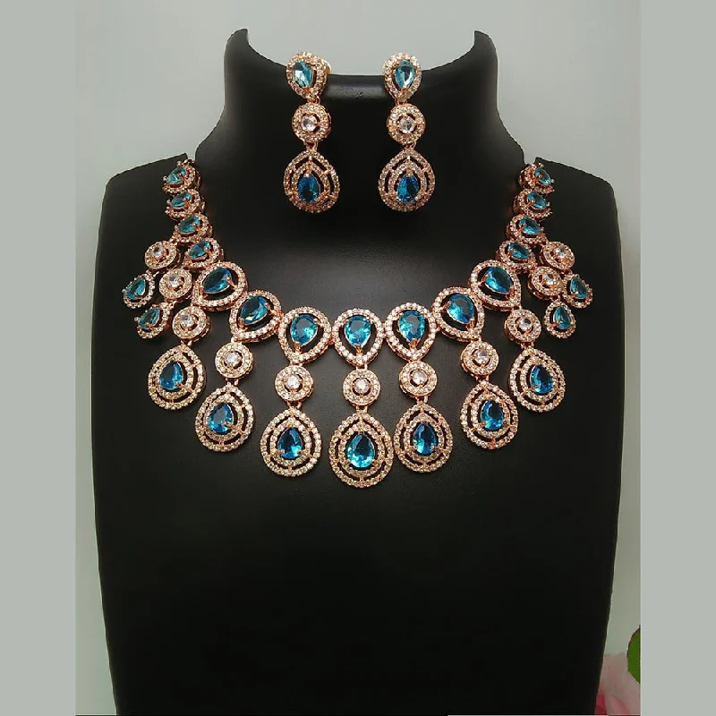 Surf wave necklaces-Manisha Jewellery Rose Gold Plated AD Stone Necklace Set