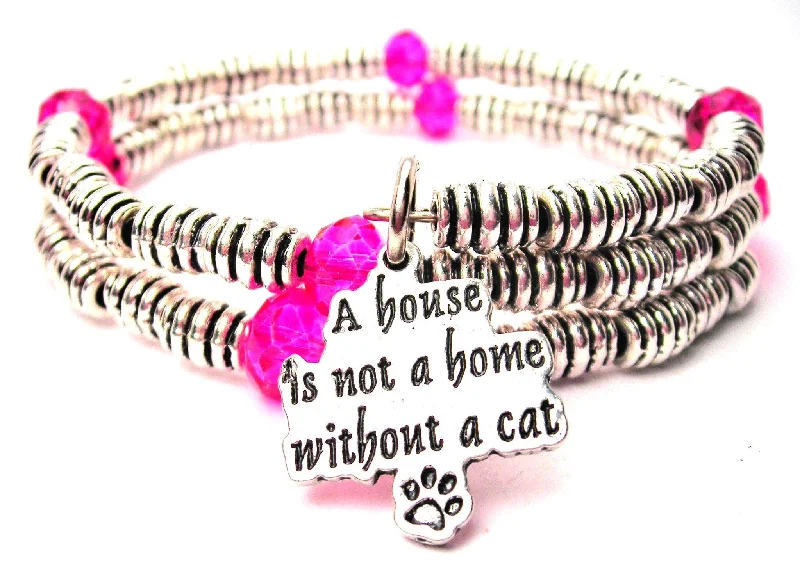 Multi-bead bangles-A House Is Not A Home Without A Cat Curly Coil Wrap Style Bangle Bracelet