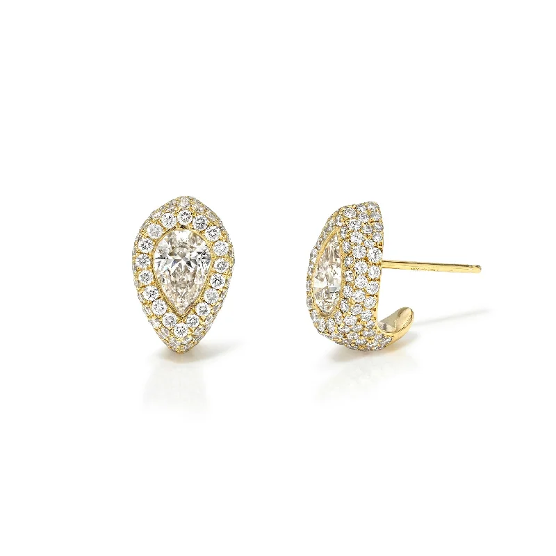 Cotton cord earrings-Reverse Water Drop Pavé Diamond Stuggies