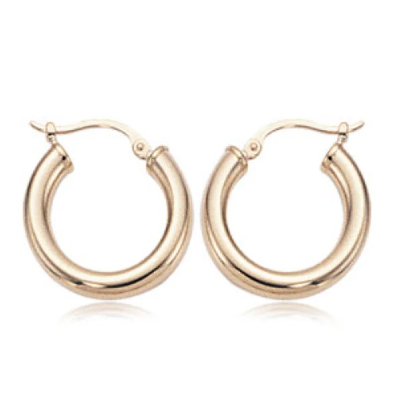 Light bead earrings-14k Gold Tube Hoop Earrings