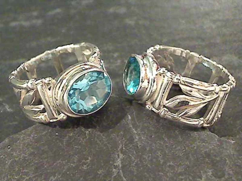 Braided motif rings-Size 7.25 Blue Topaz, Sterling Silver Ring