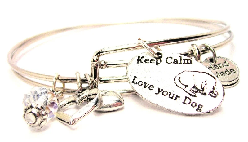 Tight clasp bangles-Keep Calm Love Your Dog Expandable Bangle Bracelet Set