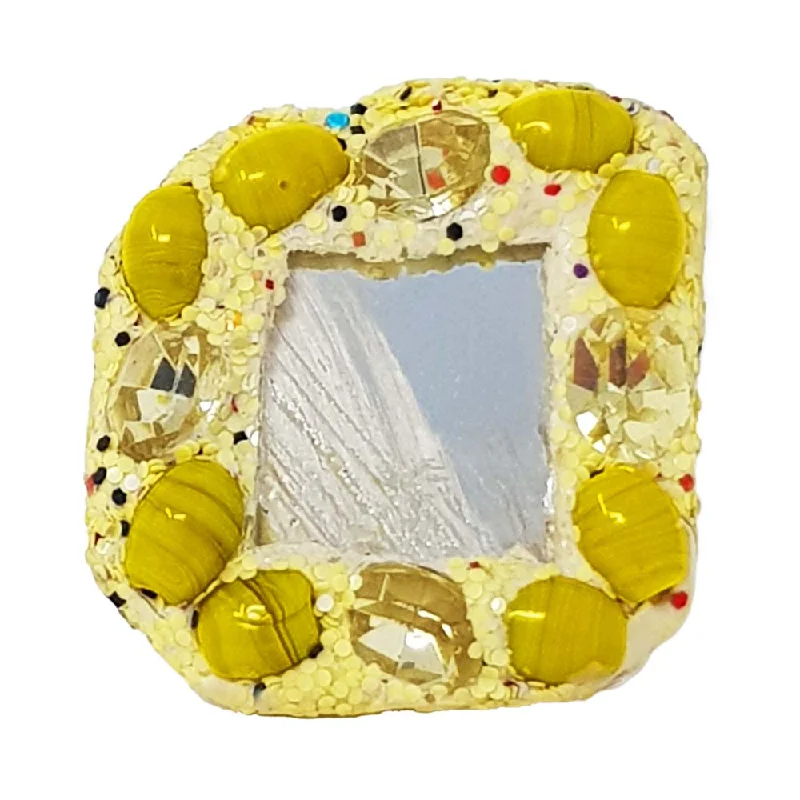 Fine dot rings-YELLOW SQUARE COCKTAIL RING