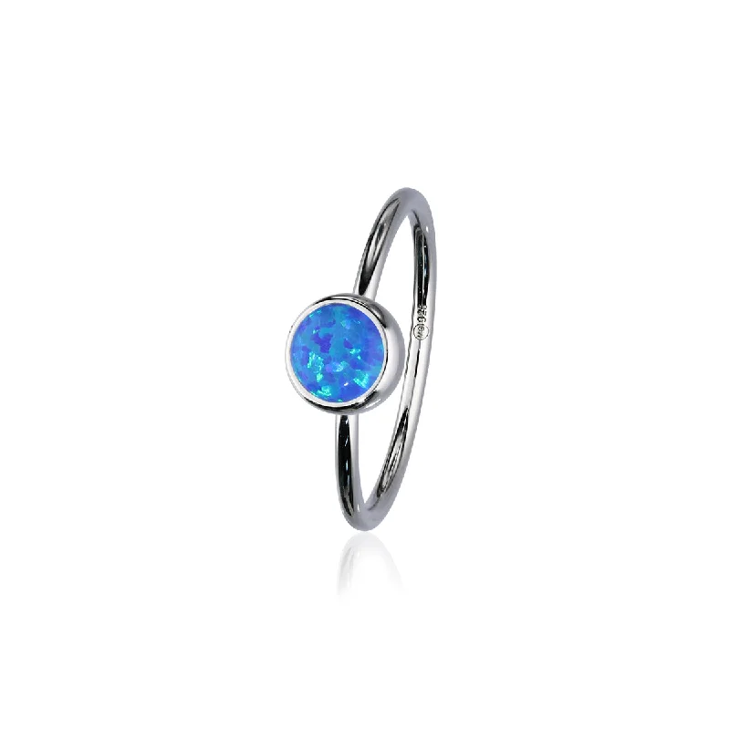 Night gothic rings-Indie Silver Stone Ring Blue Opal Flake FSR 4