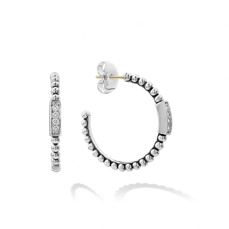 Sleek stud earrings-Lagos Caviar Spark Diamond Hoop Earrings