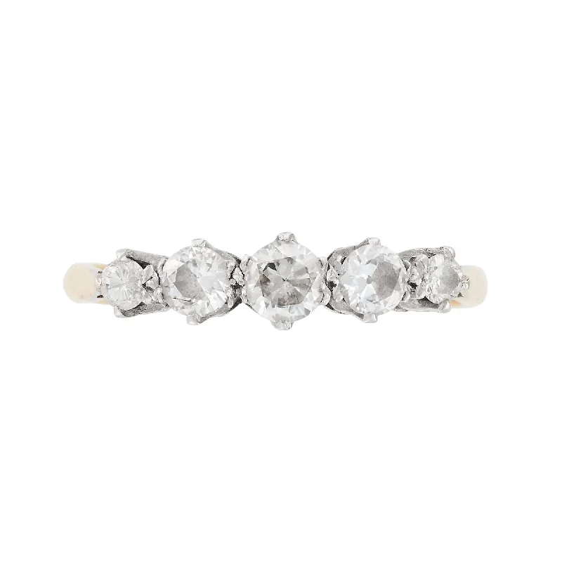 Bead trim rings-Edwardian Diamond 5 Stone