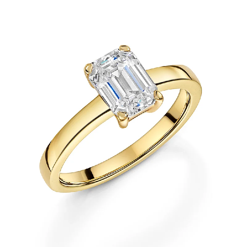 Light filigree rings-Jools Gold Vermeil 1.5ct Emerald Cut Cubic Zirconia Ring