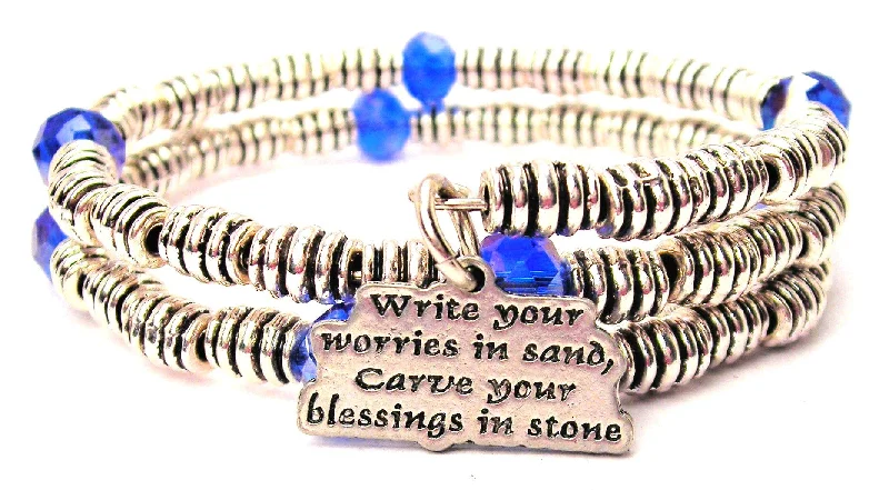 Leaf design bangles-Write Your Worries In Sand, Carve Your Blessings In Stone Curly Coil Wrap Style Bangle Bracelet