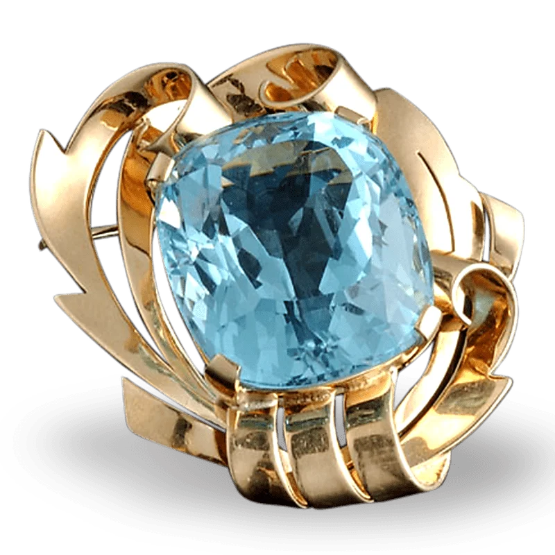 Citrine stone brooch-Aquamarine Brooch, 50.67 Carats