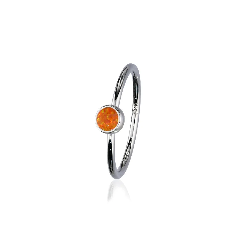 Petal carved rings-Indie Silver Stone Ring - Orange Opal Flake FSR 2