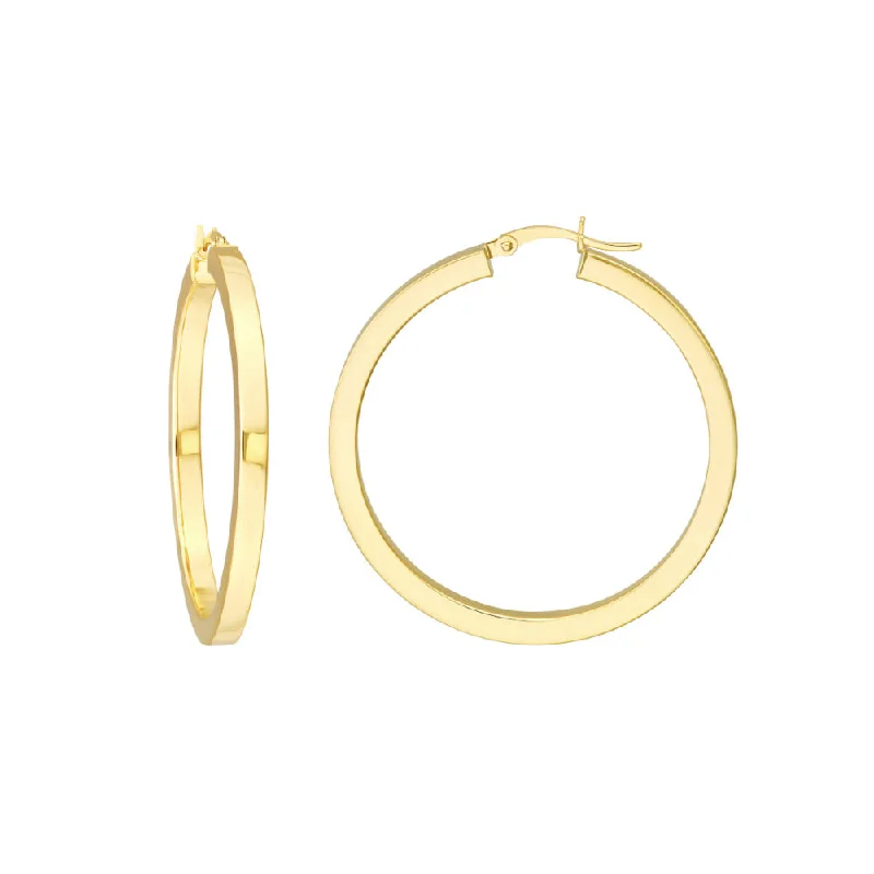 Fine bead earrings-14k Gold Square Tube Hoop Earrings