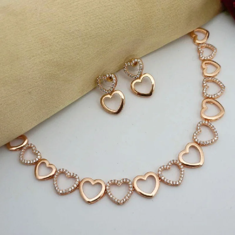 Tide shape necklaces-Manisha Jewellery Rose Gold Heart Shape Necklace Set