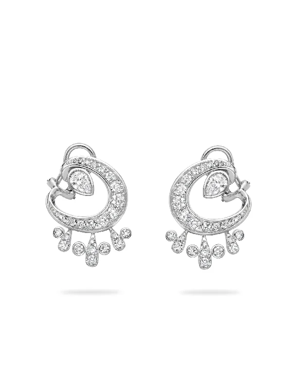 Baroque pearl earrings-Lucky Platinum Diamond Horseshoe Splash Earrings