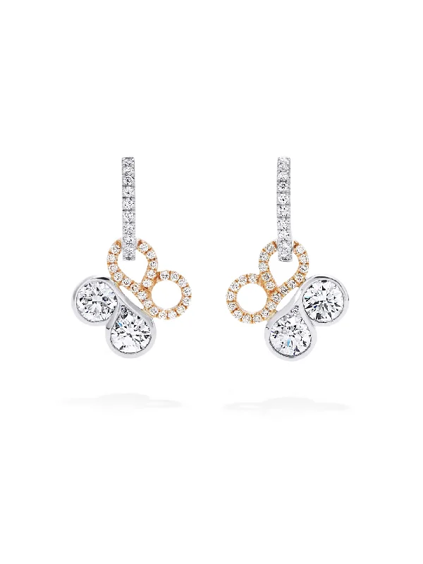 Victorian style earrings-Be Boodles Platinum and Rose Gold Diamond Earrings