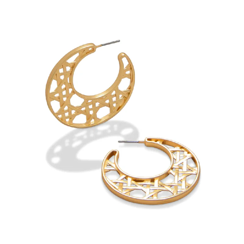 Citrine earrings-Spartina Cane Hoop Earrings Gold