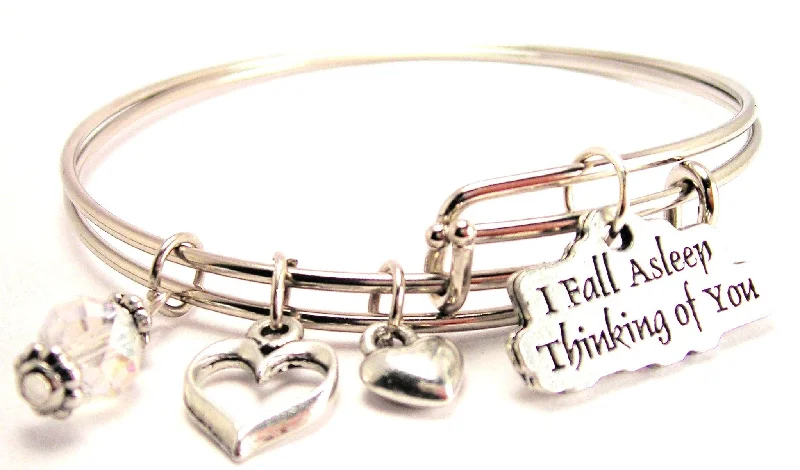 Tiny wing bangles-I Fall Asleep Thinking Of You Expandable Bangle Bracelet Set