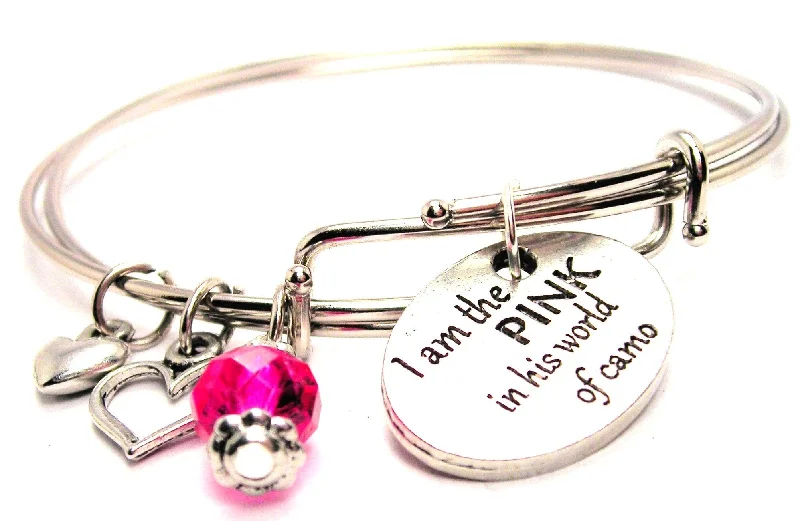 Vintage bead bangles-I Am The Pink In His World Of Camo Expandable Bangle Bracelet Set