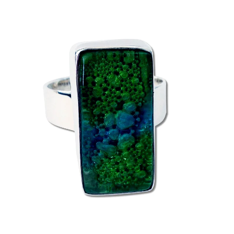 Silk thread rings-Rectangular Blown Glass Ring