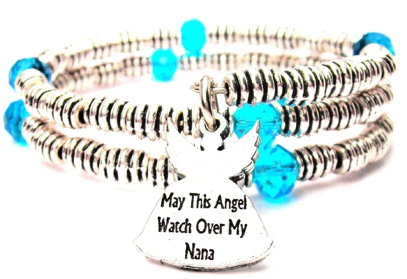 Layered link bangles-May This Angel Watch Over My Nana Curly Coil Wrap Style Bangle Bracelet