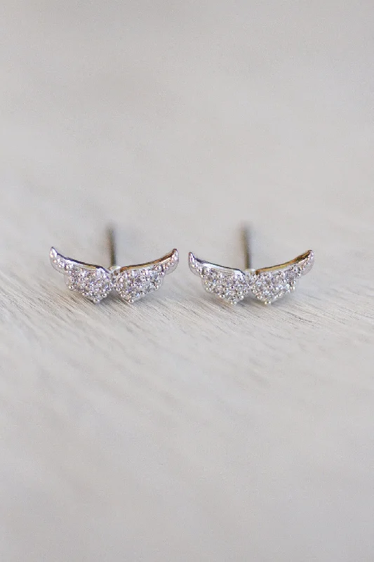 Trekker feather earrings-Angel Wing Studs