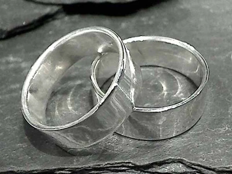 Silk cord rings-Size 13 Sterling Silver 8mm x 1.25mm Ring