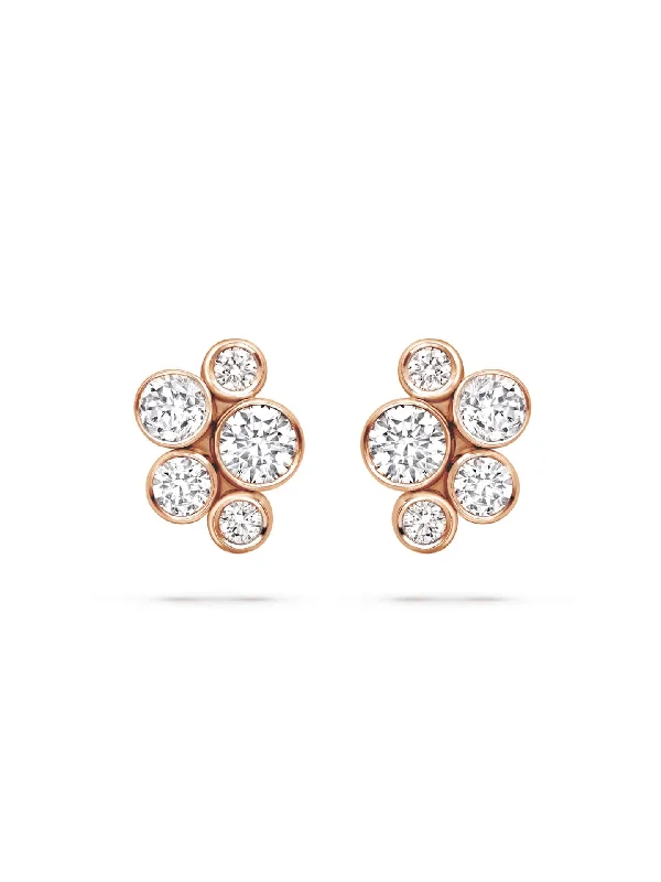 Fine charm earrings-Raindance Classic Cluster Rose Gold Stud Earrings