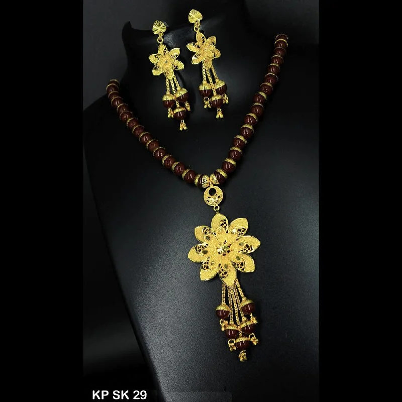 Haze glass necklaces-Mahavir Forming Gold Necklace Set - KP SK 29 SET