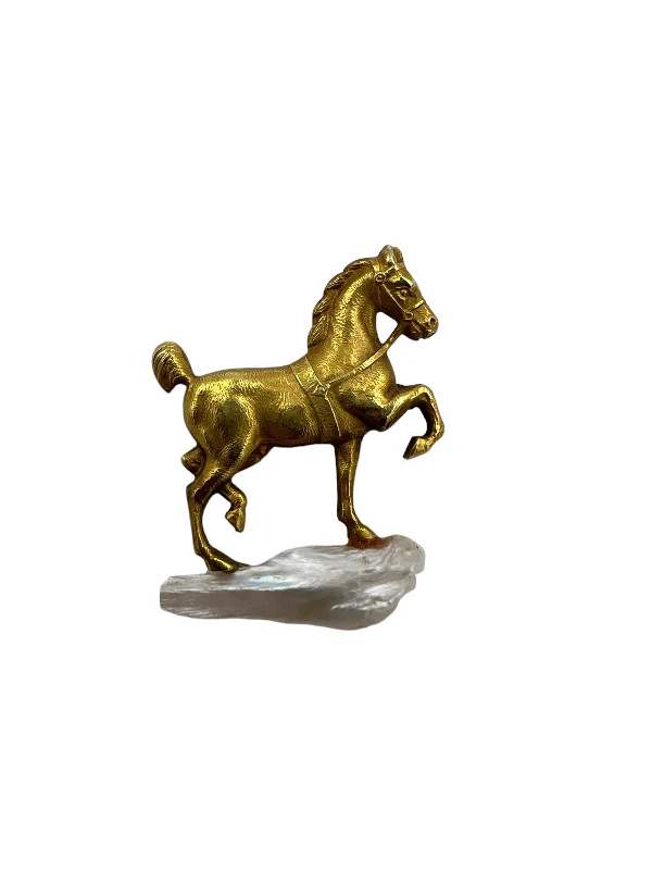 Subtle pearl brooch-Art Nouveau Yellow Gold Horse On A Pearl Rock Brooch Circa 1900