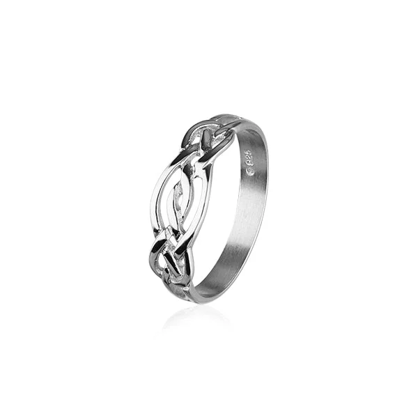 Sculpted cocktail rings-Celtic Silver Ring R174