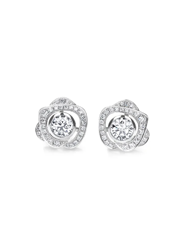 Retro stud earrings-Maymay Rose Platinum Diamond Stud Earrings