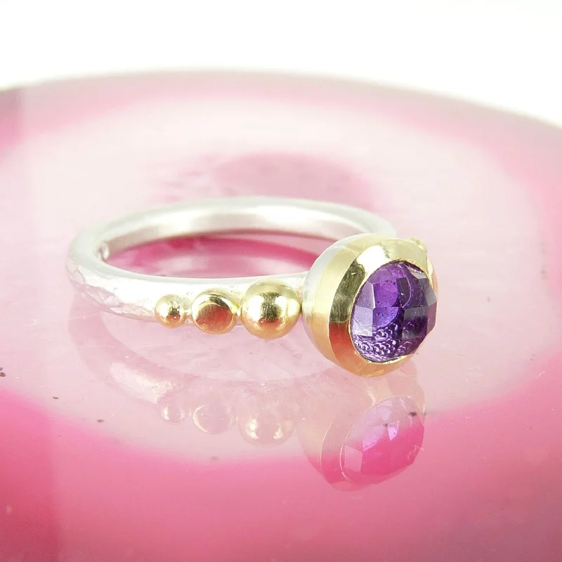 Heavy gem rings-Amethyst Granulation Ring