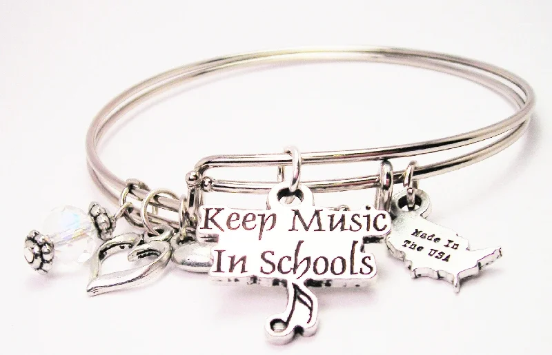 Spinel stone bangles-Keep Music In Schools Expandable Bangle Bracelet Set