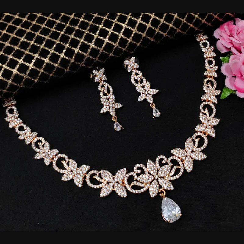 Baroque pearl necklaces-Manisha Jewellery Rose Gold Plated Necklace Set