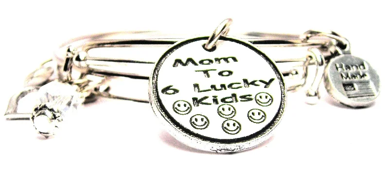 Quirky bead bangles-Mom To 6 Lucky Kids Expandable Bangle Bracelet Set