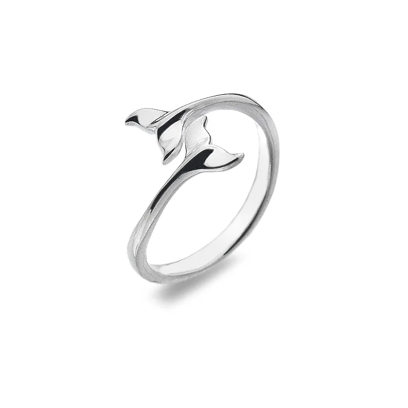 Tiny pearl rings-Sea Gems Sterling Silver Whale Tail Ring