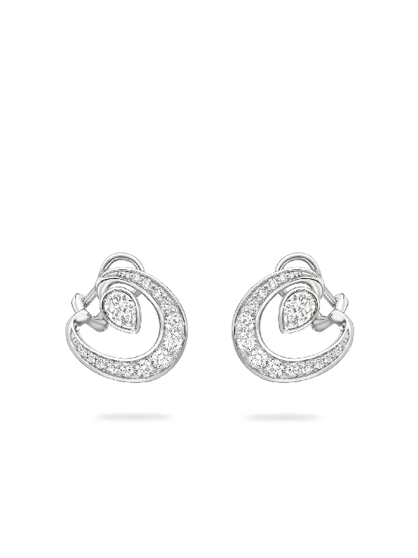 Crystal-twisted earrings-Lucky Platinum Diamond Horseshoe Earrings