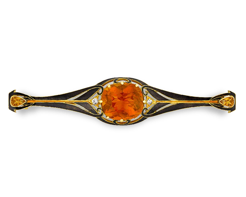 Topaz gem brooch-Lalique Citrine and Enamel Brooch