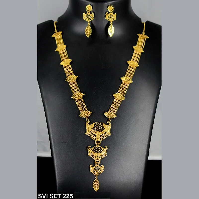 Silk cord necklaces-Mahavir Forming Gold Necklace Set - SVI SET 225