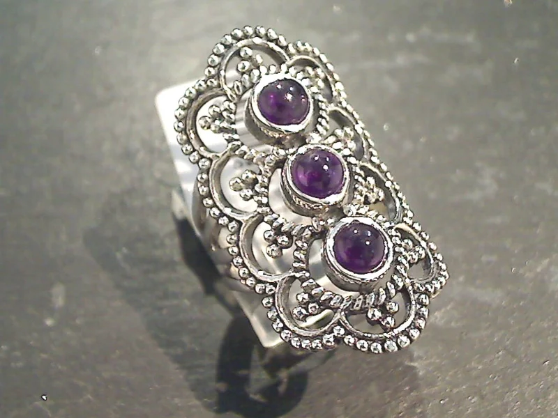 Flex open rings-Size 6 Amethyst, Sterling Silver Ring