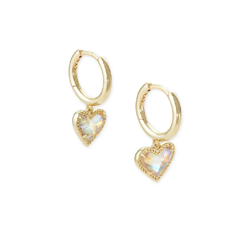 Leaf charm earrings-Kendra Scott Ari Heart Gold Huggie Earrings