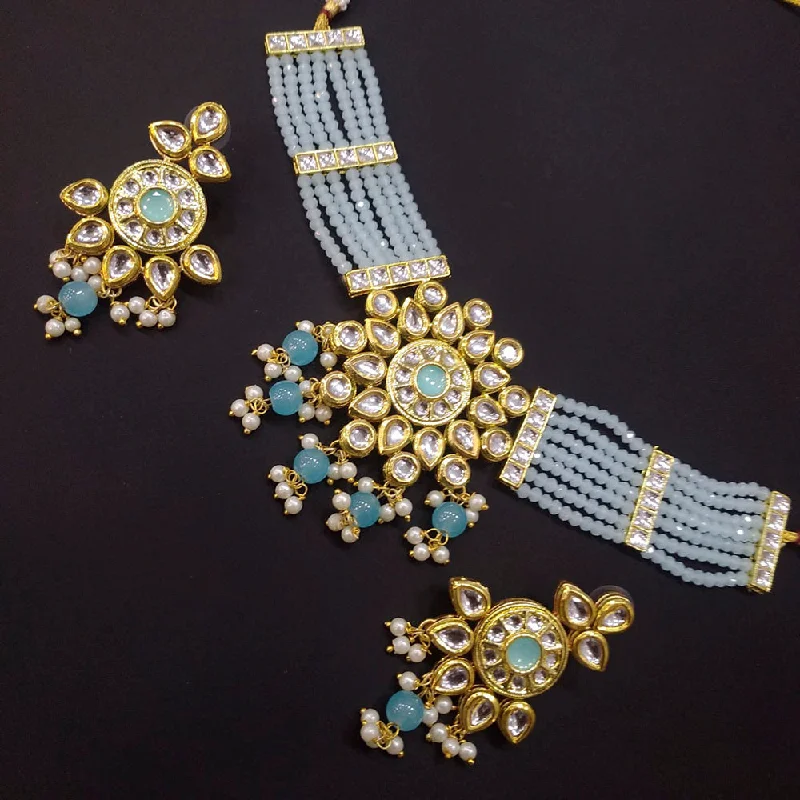 Linen cord necklaces-Manisha Jewellery Kundan Stone Gold Plated Necklace Set