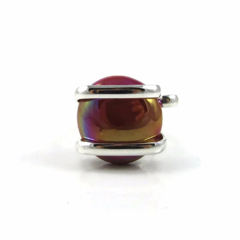 Woven charm rings-Parallel Ring - Red Iridescent