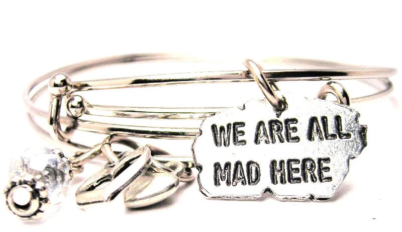 Glossy enamel bangles-We Are All Mad Here Expandable Bangle Bracelet Set