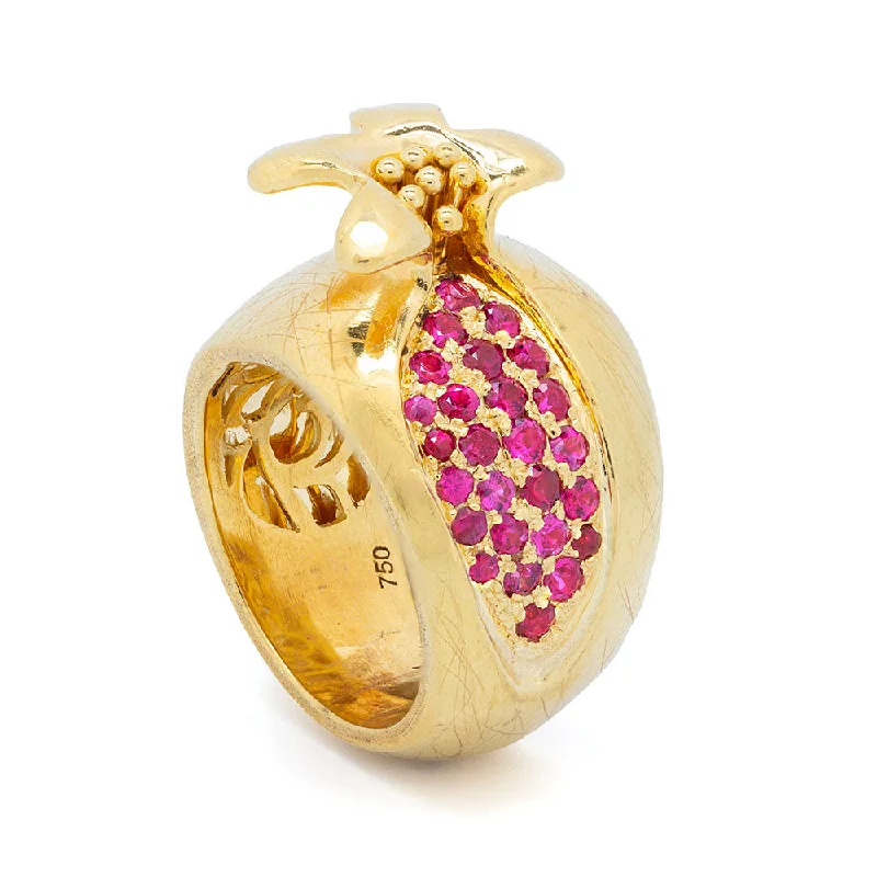 Curved art rings-Pomegranate Ruby Ring