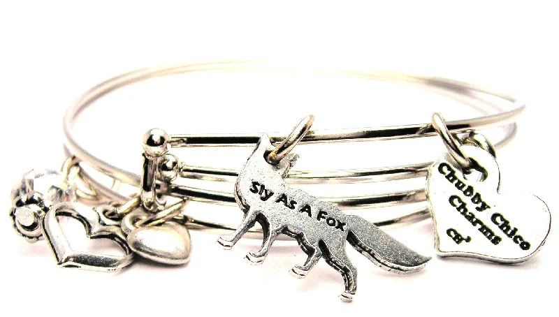 Retro charm bangles-Sly As A Fox Expandable Bangle Bracelet Set